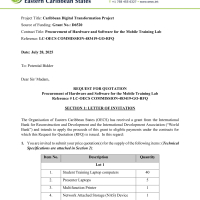 Caribbean Digital Transformation Project - Procurement of Hardware and Software for the Mobile Training Lab